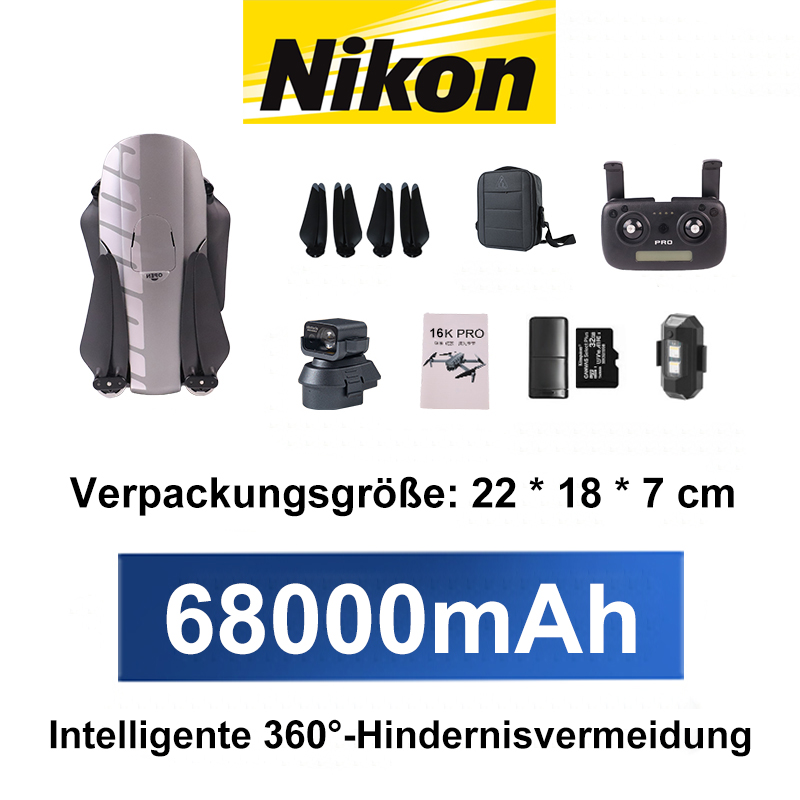 (Deluxe Edition) 16K-Auflösung, 16 Stunden Flugzeit, maximale Flughöhe 2000 Meter, automatische Hindernisvermeidung und Beleuchtung bei Tag und Nacht.